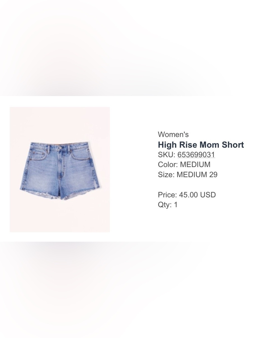 Abercrombie & Fitch The Mom Short High Rise - Size 8/29